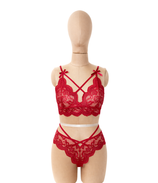scarlet-bow-lace-bralette-brief-set-front-mannequin